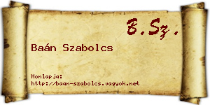 Baán Szabolcs névjegykártya