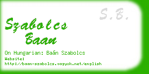 szabolcs baan business card
