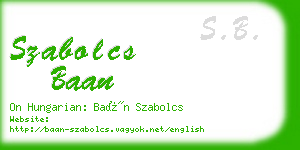 szabolcs baan business card